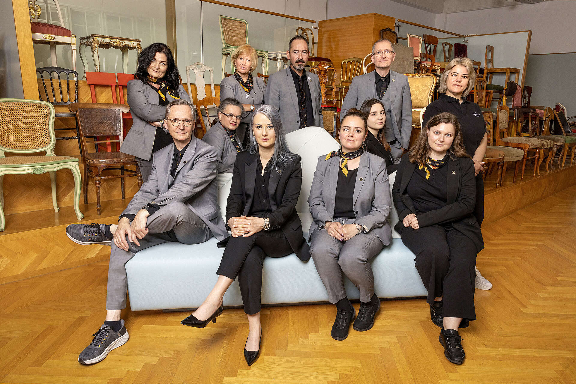Group picture of the team at the Vienna Furniture Museum